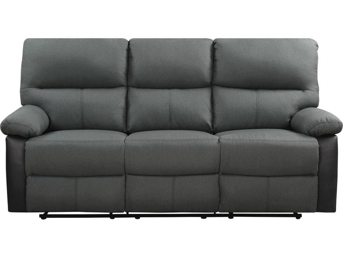 Divano reclinabile "Lincoln" - 197 x 89 x 103 cm - 3 posti a sedere - Nero / Grigio scuro