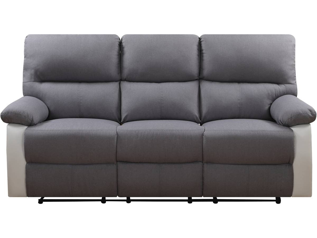 Divano relax "Lincoln" - 3 posti --Bianco/Grigio chiaro