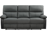 Divano reclinabile "Lincoln" - 197 x 89 x 103 cm - 3 posti a sedere - Nero / Grigio scuro