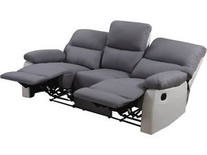 Divano relax "Lincoln" - 3 posti --Bianco/Grigio chiaro