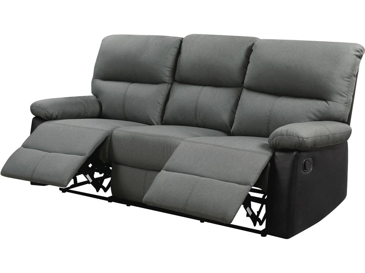 Divano reclinabile "Lincoln" - 197 x 89 x 103 cm - 3 posti a sedere - Nero / Grigio scuro