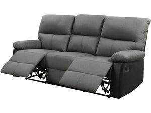 Divano reclinabile "Lincoln" - 197 x 89 x 103 cm - 3 posti a sedere - Nero / Grigio scuro