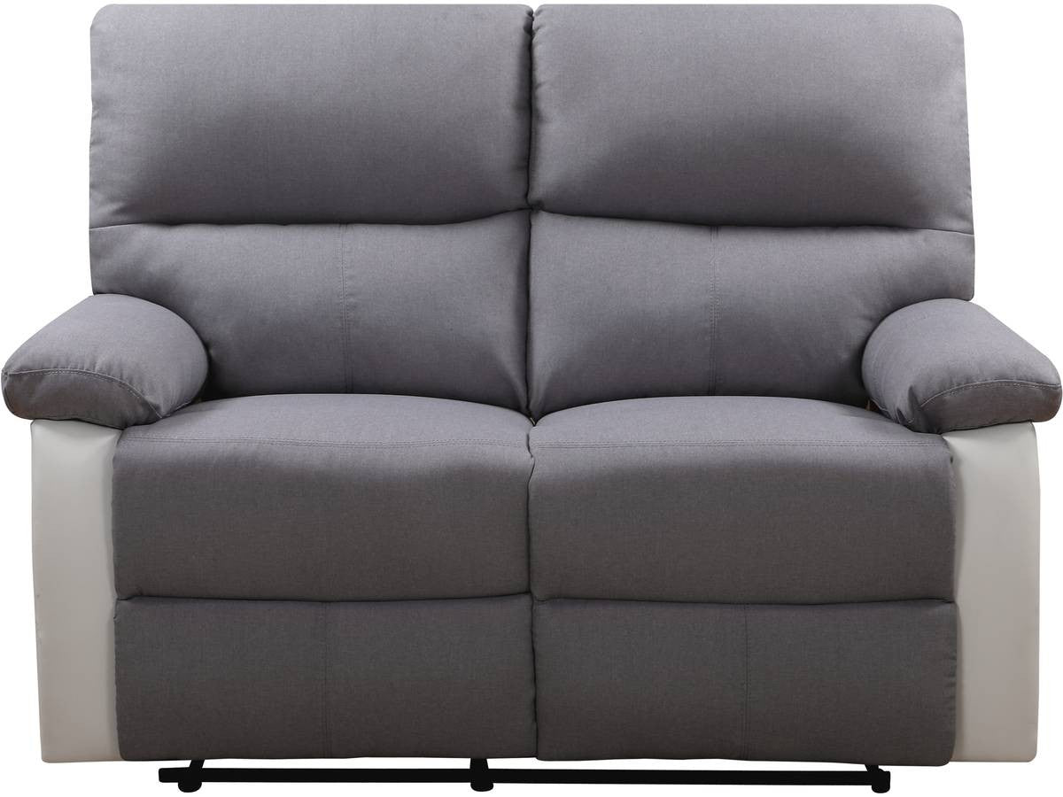 Divano "Lincoln" - 147 x 89 x 103 cm - 2 posti a sedere - Bianco / grigio chiaro