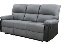 Divano reclinabile "Lincoln" - 197 x 89 x 103 cm - 3 posti a sedere - Nero / Grigio scuro