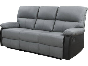Divano reclinabile "Lincoln" - 197 x 89 x 103 cm - 3 posti a sedere - Nero / Grigio scuro