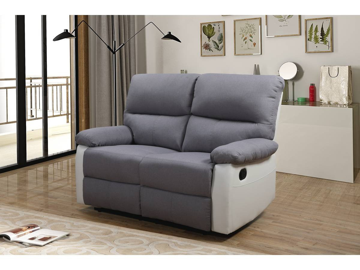 Divano "Lincoln" - 147 x 89 x 103 cm - 2 posti a sedere - Bianco / grigio chiaro