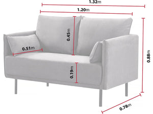Divano in tessuto "Rudy" - 132 x 78 x 88 cm - 2 posti - Grigio scuro