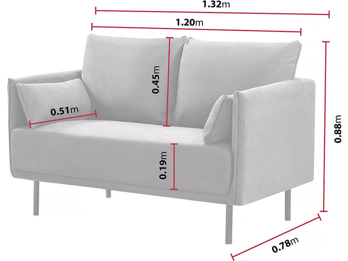 Divano in tessuto "Rudy" - 132 x 78 x 88 cm - 2 posti - Grigio scuro