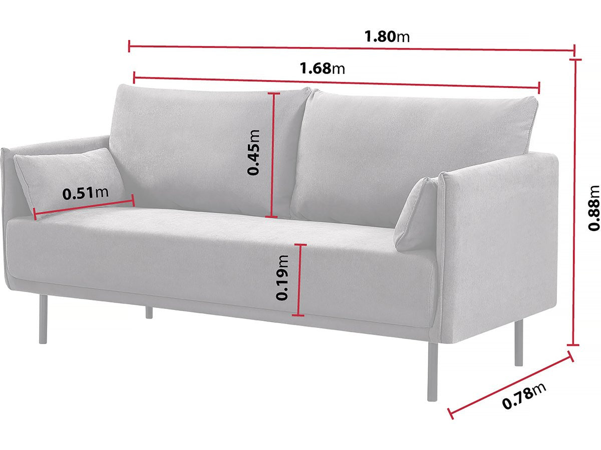 Divano in tessuto "Rudy" - 180,5 x 78 x 52 cm - 3 posti - Grigio scuro