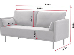 Divano in tessuto "Rudy" - 180,5 x 78 x 52 cm - 3 posti - Grigio scuro