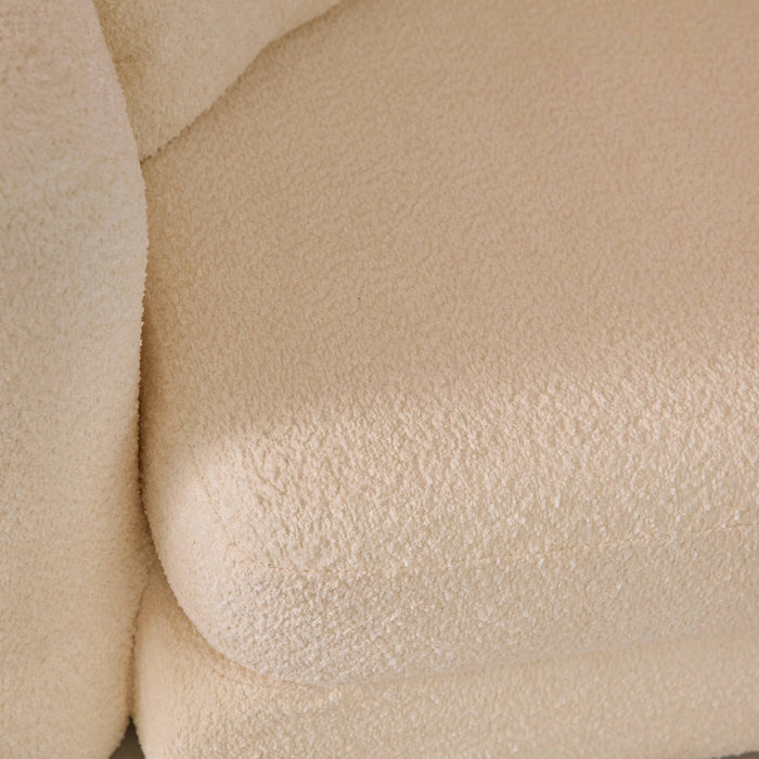 Divano letto 3 posti bouclé testurizzato, bianco sporco