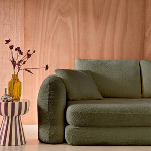 Divano letto 3 posti bouclé testurizzato, verde kaki