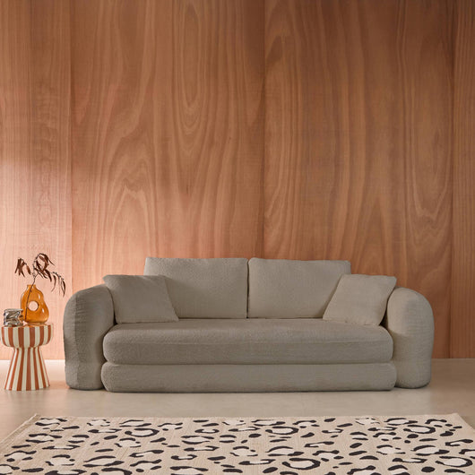 Divano letto 3 posti bouclé testurizzato, talpa