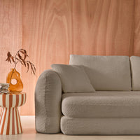 Divano letto 3 posti bouclé testurizzato, talpa