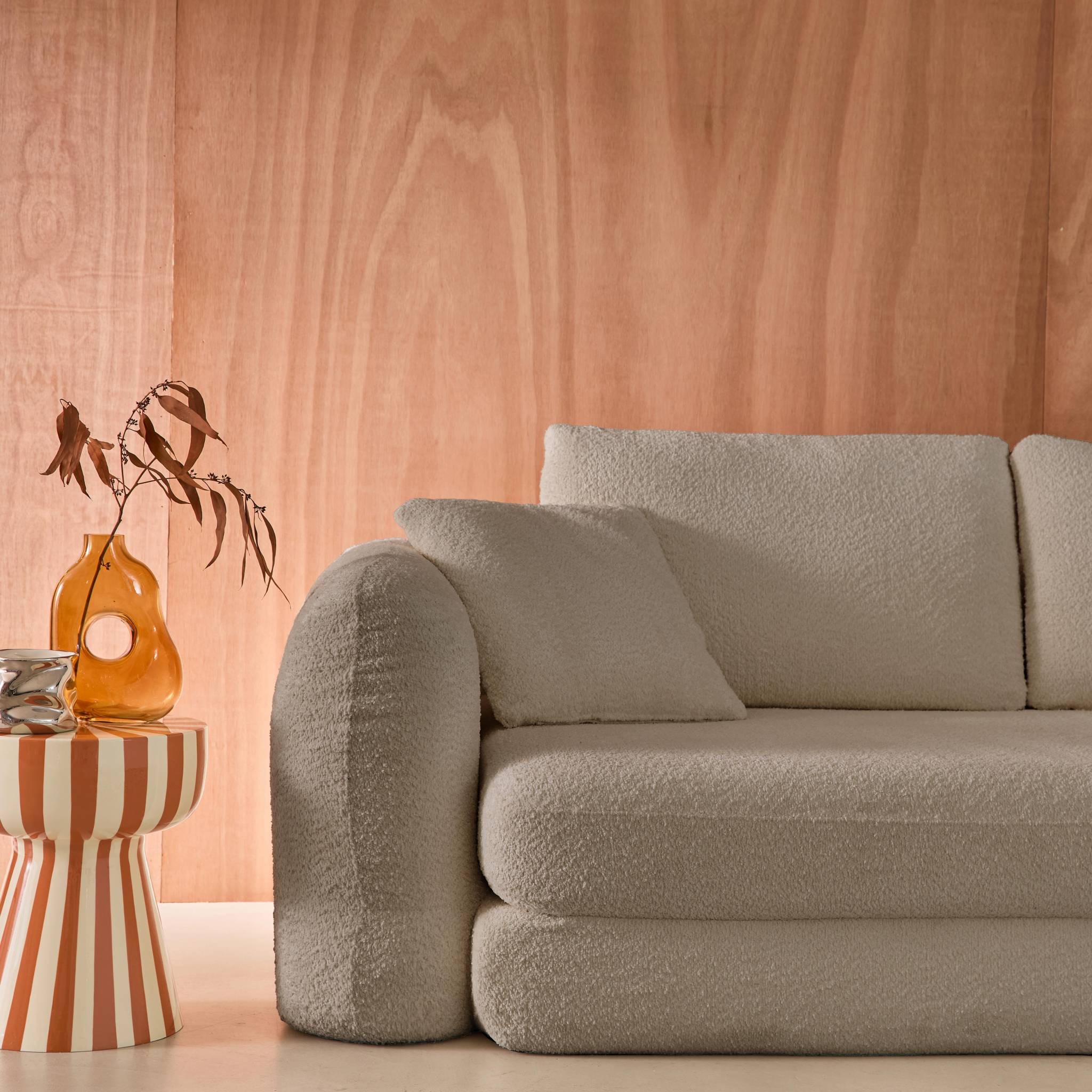 Divano letto 3 posti bouclé testurizzato, talpa