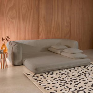 Divano letto 3 posti bouclé testurizzato, talpa