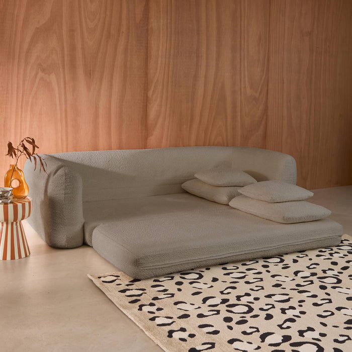 Divano letto 3 posti bouclé testurizzato, talpa