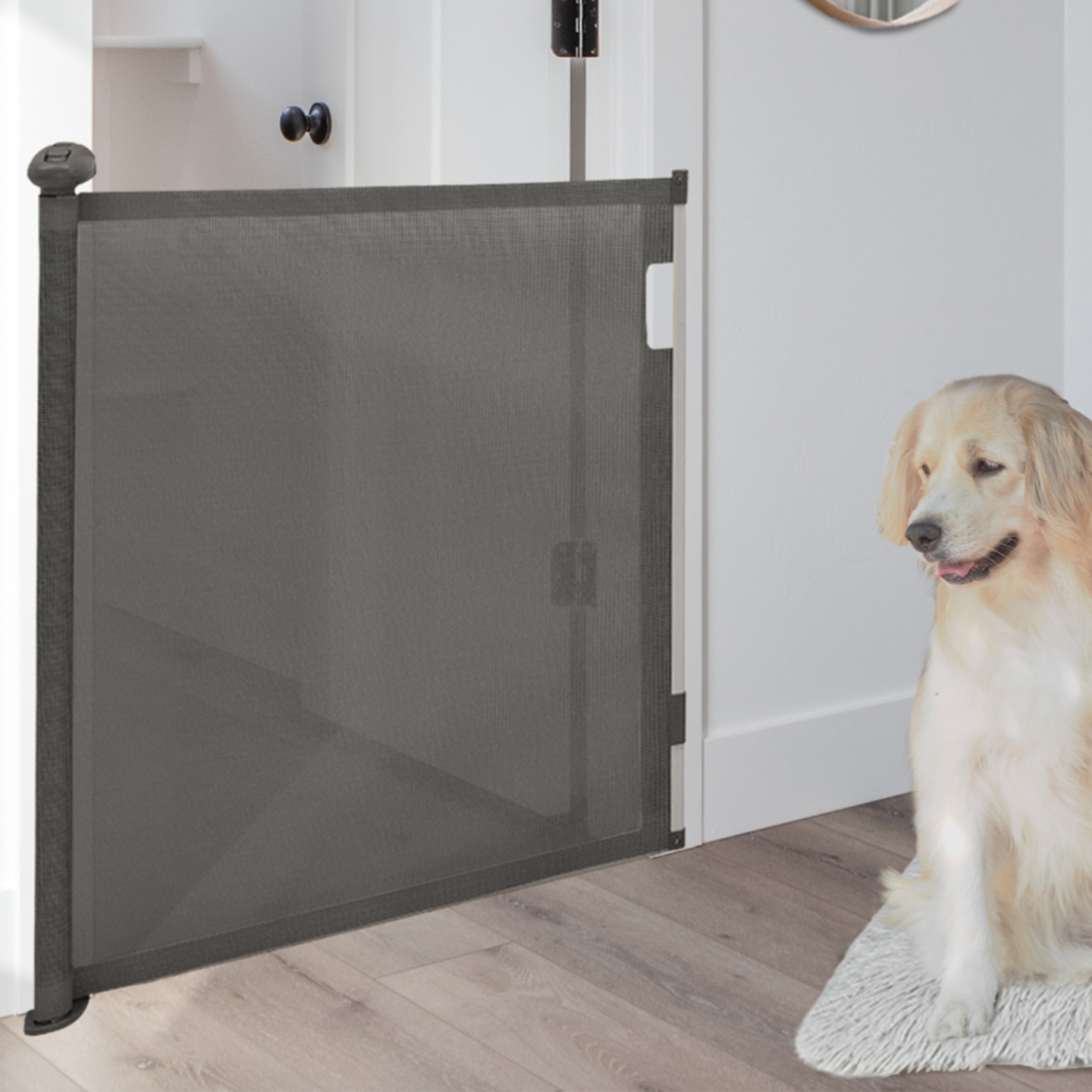 IDMarket - Cancelletto retrattile per animali domestici da 130 cm, grigio