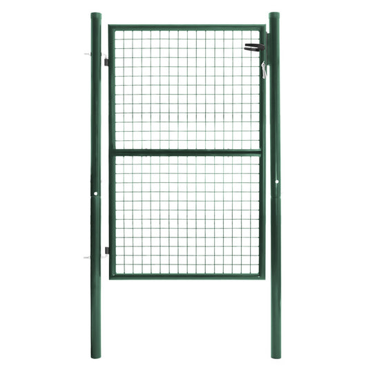 IDMarket - Cancello da giardino in acciaio verde 105 x 125 cm con serratura e maniglia