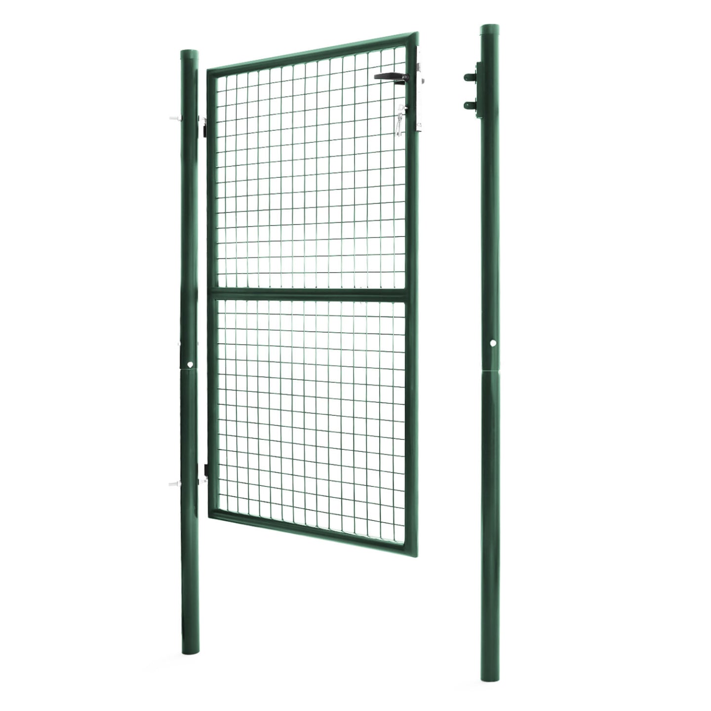 IDMarket - Cancello da giardino in acciaio verde 105 x 150 cm con serratura e maniglia