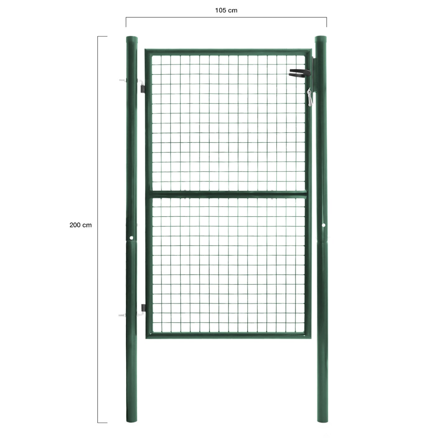 IDMarket - Cancello da giardino in acciaio verde 105 x 150 cm con serratura e maniglia