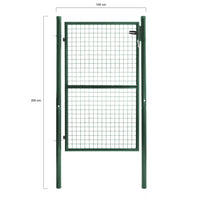 IDMarket - Cancello da giardino in acciaio verde 105 x 150 cm con serratura e maniglia