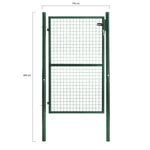 IDMarket - Cancello da giardino in acciaio verde 105 x 150 cm con serratura e maniglia