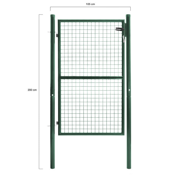 IDMarket - Cancello da giardino in acciaio verde 105 x 150 cm con serratura e maniglia