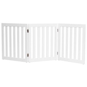 Cancello di legno pieghevole 60cm con 3 pannelli, Barriera per animali con cuscinetti antiscivolo Bianco-Cancelli