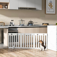 Cancello di legno per animali domestici, Cancello pieghevole con cerniere flessibili a 360¡ã e 3 pannelli, Bianco-Cancelli
