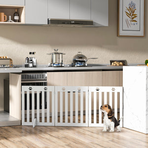 Cancello di legno per animali domestici, Cancello pieghevole con cerniere flessibili a 360¡ã e 3 pannelli, Bianco-Cancelli