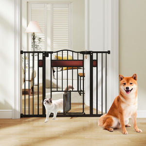 Cancello per cani espandibile in metallo per ingressi con porta piccola, Cancello per animali extra largo Nero-Cancelli