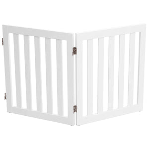 Cancello di legno pieghevole 60cm con 2 pannelli, Barriera per animali con cuscinetti antiscivolo Bianco-Cancelli