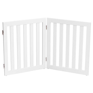 Cancello di legno pieghevole 60cm con 2 pannelli, Barriera per animali con cuscinetti antiscivolo Bianco-Cancelli