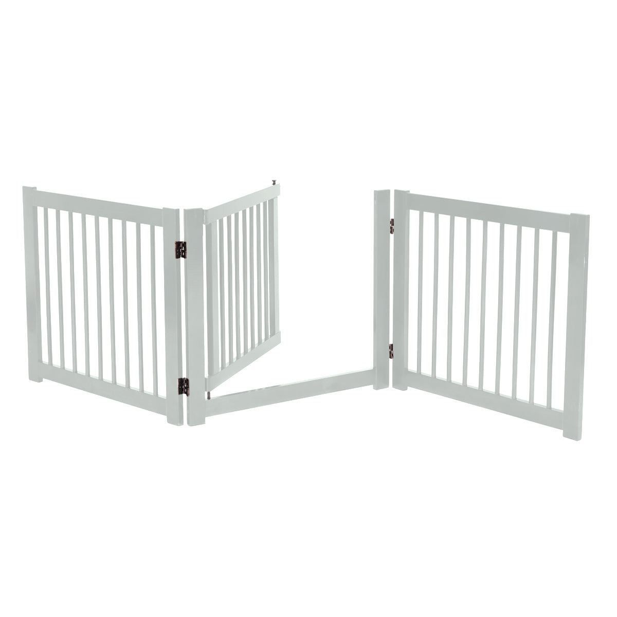 Cancello pieghevole di legno per animali domestici a 3 pannelli, Recinto di sicurezza per cuccioli Bianco-Cancelli
