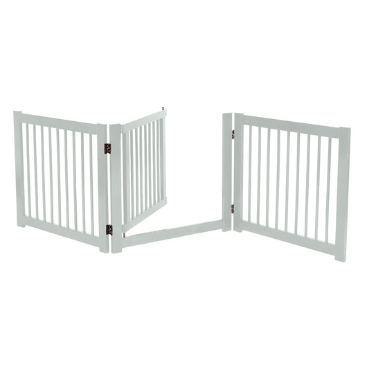 Cancello pieghevole di legno per animali domestici a 3 pannelli, Recinto di sicurezza per cuccioli Bianco-Cancelli