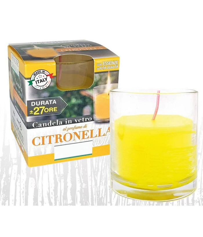 Candela Al Profumo Di Citronella In Bicchiere Di Vetro Anti Zanzare 7.8 X 8 Cm         