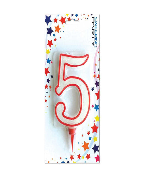 Candela Gigante Glitter Numero 5 Compleanno Candelina Festa Animazione Party         