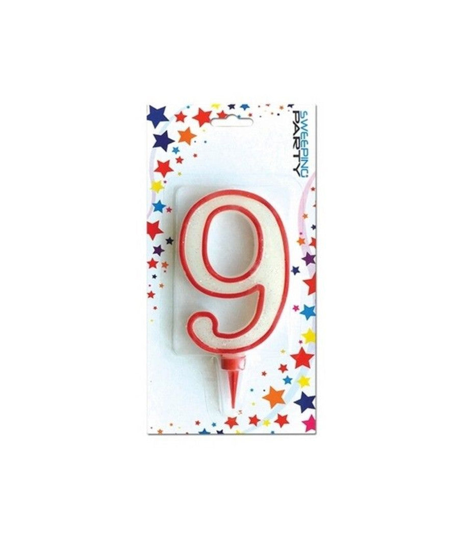 Candela Gigante Glitter Numero 9 Compleanno Candelina Festa Animazione Party         