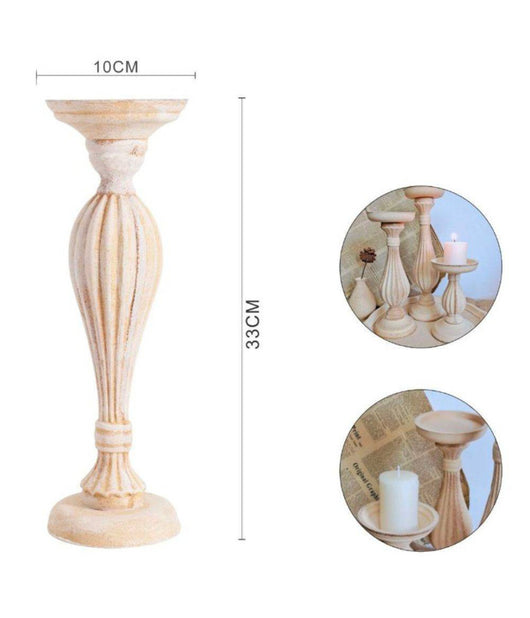 Candelabro Candeliere Effetto Vintage Beige Porta Candele 10x33 Oggetto Natale         