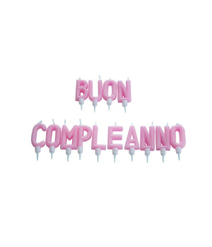 Candeline Candele Con Scritta Buon Compleanno Colore Rosa Per Torta Festa Party         