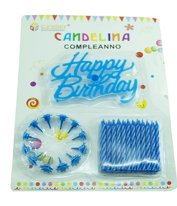 Candeline Scritta Happy Birthday Celeste Torta Festa Party Compleanno 61593b         