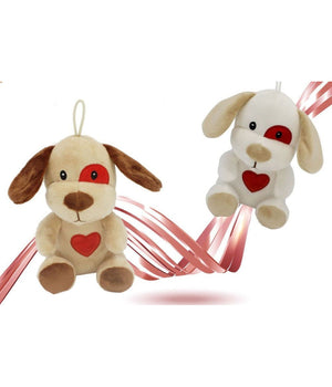 Cane Cagnolino Peluche 16cm Cuore Stampato Laccio San Valentino Col. Ass. 95066         