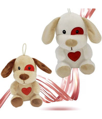 Cane Cagnolino Peluche 16cm Cuore Stampato Laccio San Valentino Col. Ass. 95066         