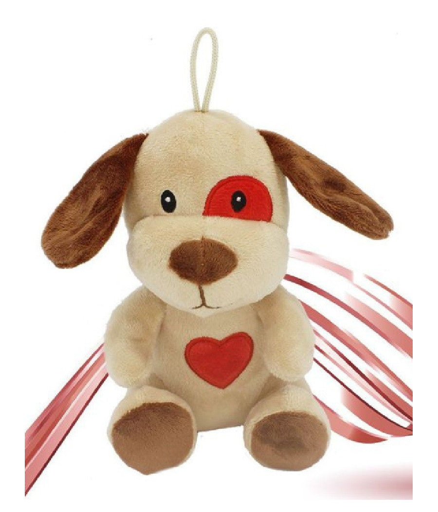 Cane Cagnolino Peluche 16cm Cuore Stampato Laccio San Valentino Col. Ass. 95066         