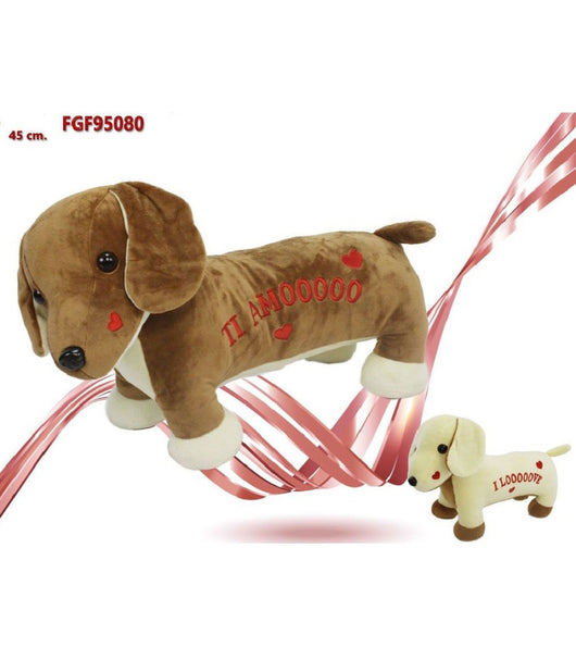 Cane In Peluche 45cm Con Scritta E Cuoricini San Valentino Colori Assortiti 95080         