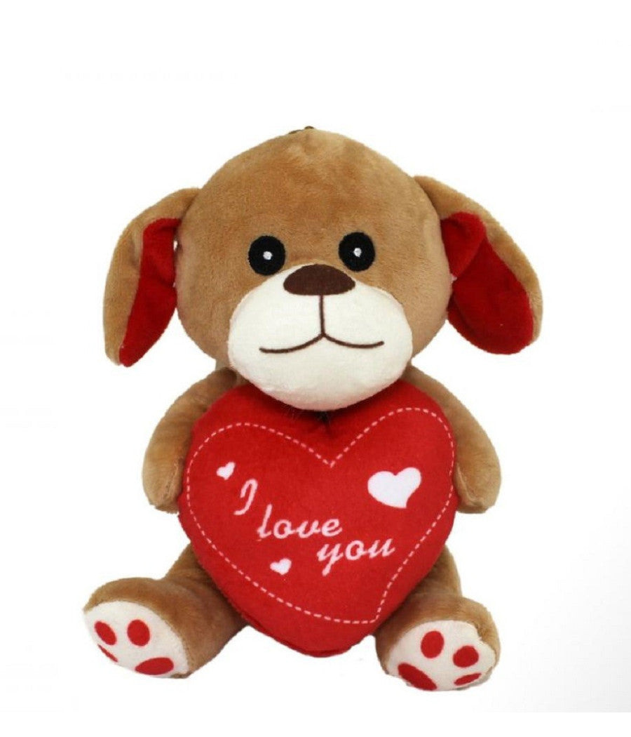 Cane In Peluche Cagnolino Con Cuore I Love You 17 Cm Regalo San Valentino 68089         