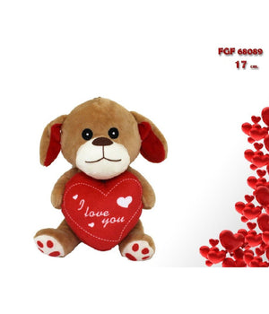 Cane In Peluche Cagnolino Con Cuore I Love You 17 Cm Regalo San Valentino 68089         