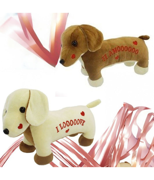 Cane In Peluche Con Scritta E Cuoricini 31cm San Valentino Colori Assortiti 95073         
