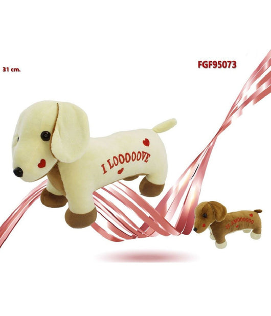 Cane In Peluche Con Scritta E Cuoricini 31cm San Valentino Colori Assortiti 95073         